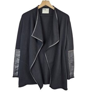 Max&Moi by Lederer cashmere leather open front cardigan‎ with studs black, 38
